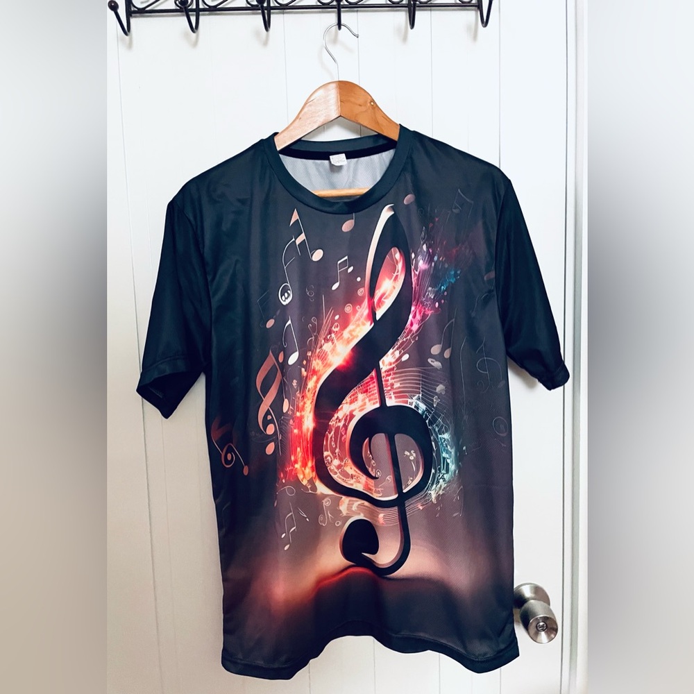 Musical Note Graphic Black T-Shirt